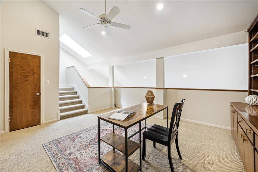 This area could possibly be enclosed to make a third bedroom as it has its own bathroom and closet.  Please check with your contractor.