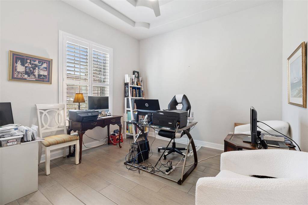 Home office/study with coffered ceiling