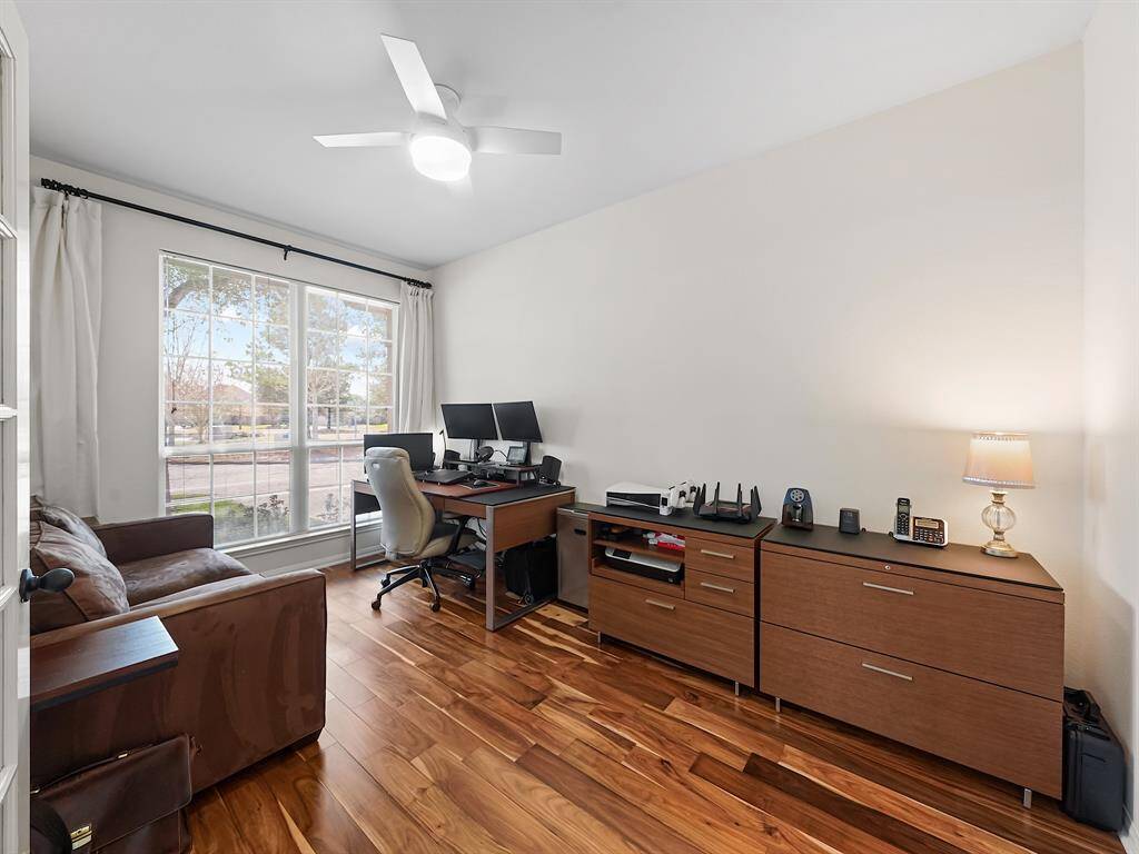 The private study, complete with French doors, provides a quiet and dedicated space for work or relaxation.