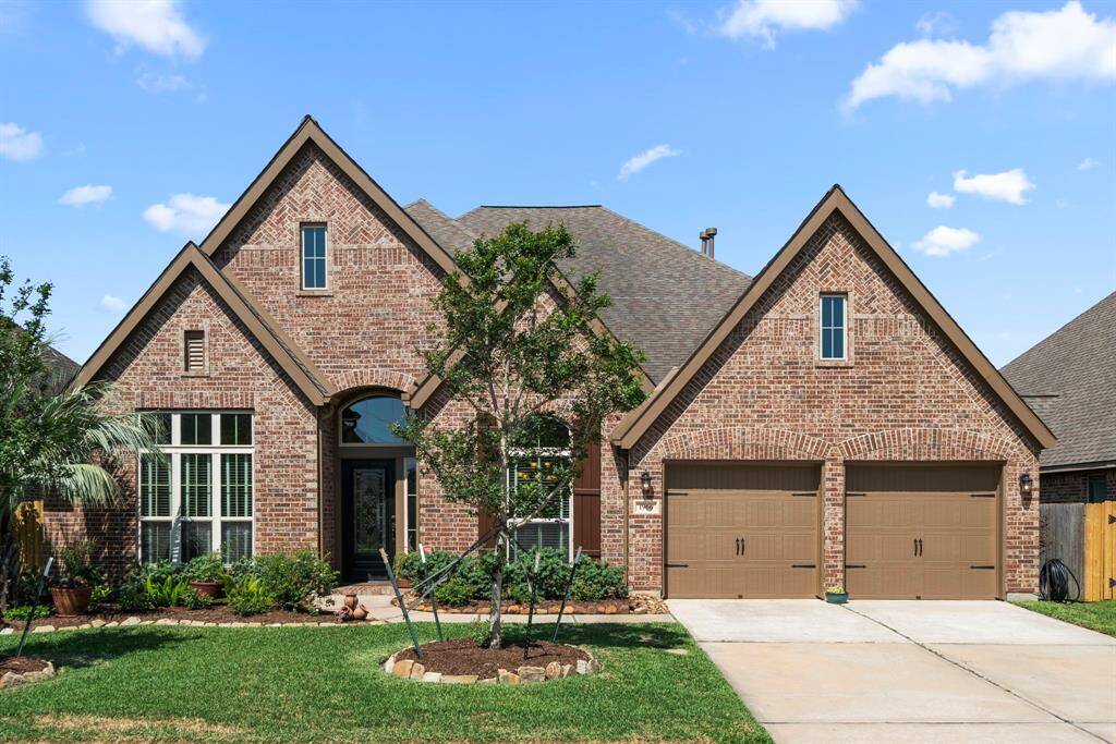 Nestled in a peaceful cul-de-sac within the desirable Shadow Creek Ranch community, this beautifully maintained traditional home (owned by the original owners) showcases a timeless brick exterior with elegant gables and fresh landscaping. A wide driveway leads to a spacious 3-car garage, while the arched entry and tall windows add to its welcoming curb appeal.