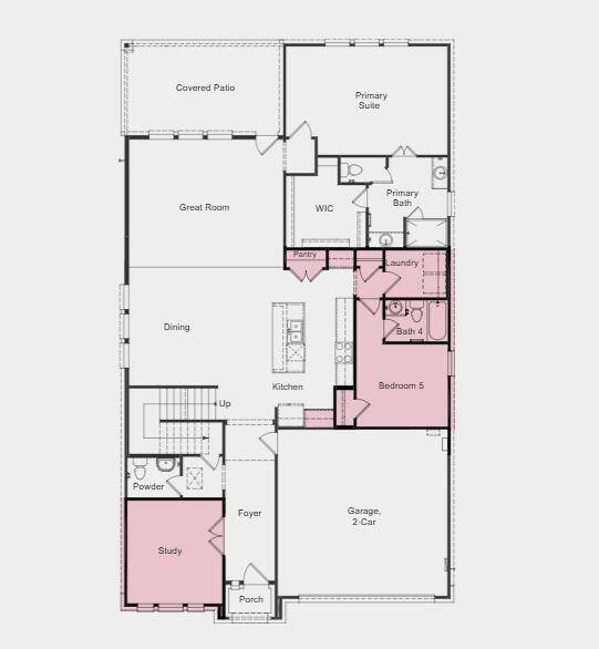 Structural options added include: Study in place of flex, bedroom and full bathroom in place of tandem garage, and media room.