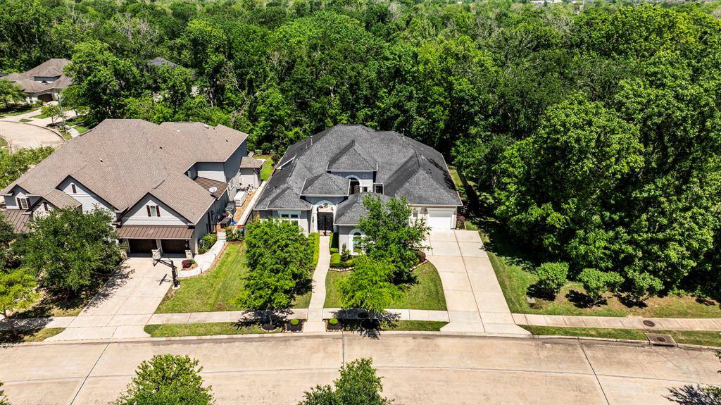Arial shot showing the nature reserve around the home.