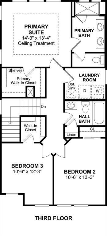 The Ridgewood floor plan by K. Hovnanian Homes. 3rd Floor shown. *Prices, plans, dimensions, features, specifications, materials, and availability of homes or communities are subject to change without notice or obligation.