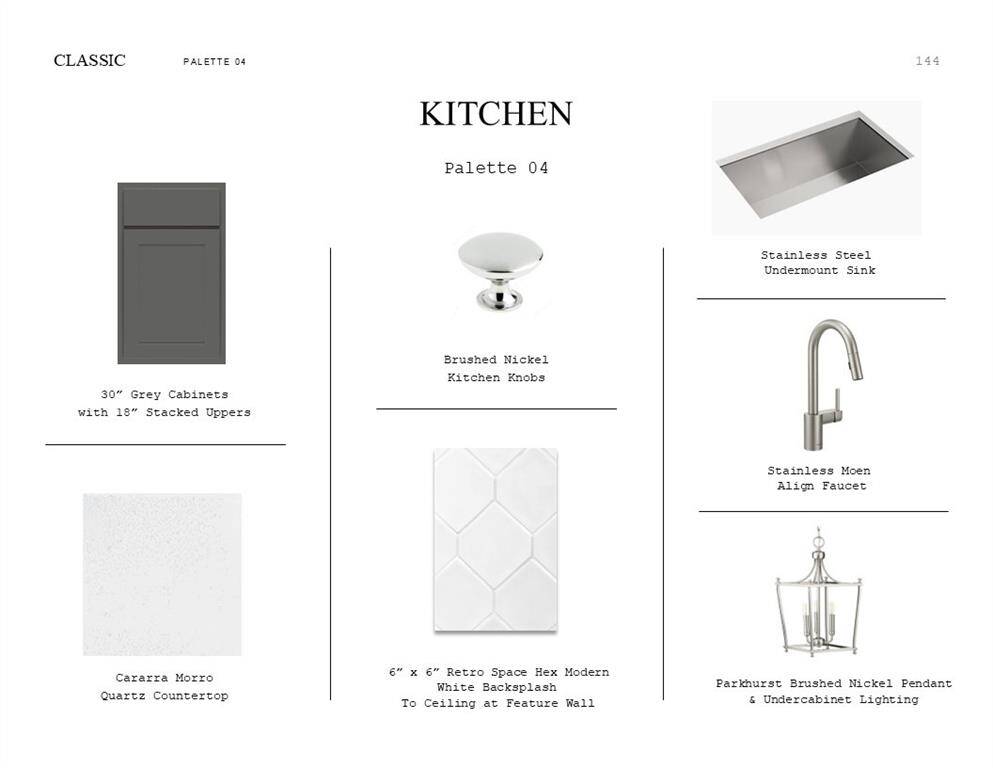 Classic Look Palette 4: Kitchen Selection Sheet (*Artist rendering used for illustration purposes only.)