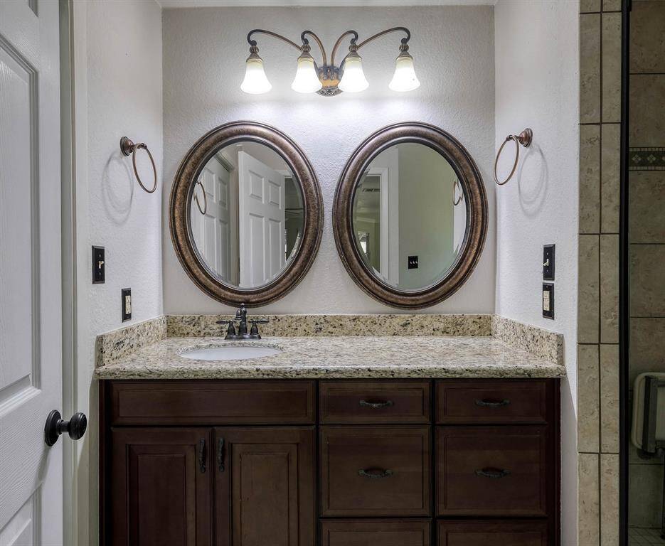 Bathroom with granite countertop!