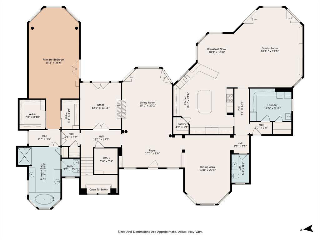 First floor plan *sizes and dimensions are approximate*