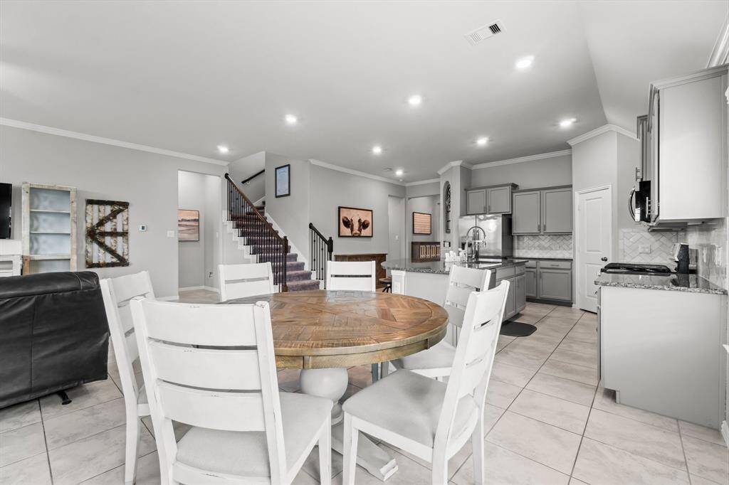 View of the open floor plan from the back door