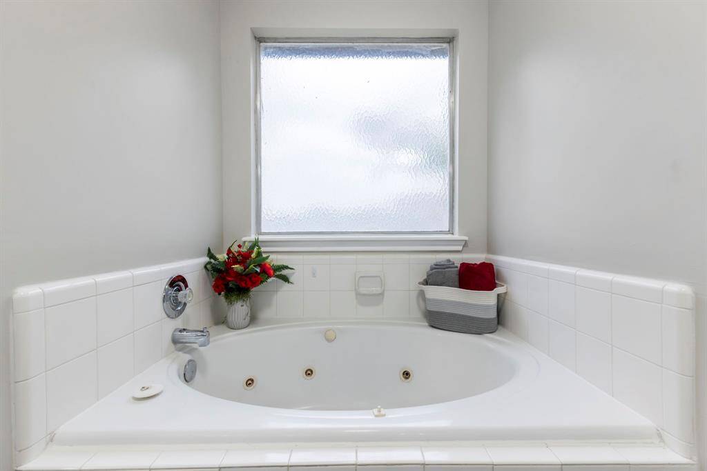 Melt your stress away in the spacious jetted tub, perfect for soothing soaks.