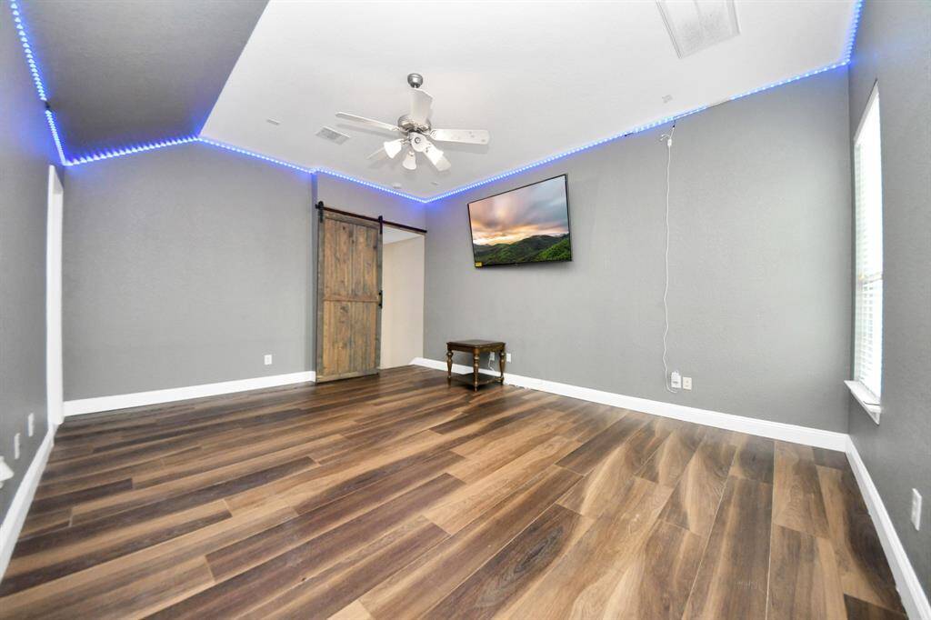 This is the game room upstairs and to the right off by itself away from the bedrooms.