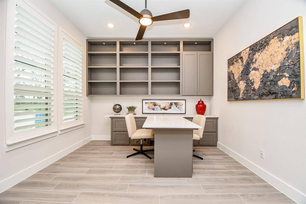 Study/home office with built in furniture and shelves