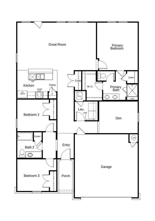 This floor plan features 3 bedrooms, 2 full baths and over 1,400 square feet of living space.