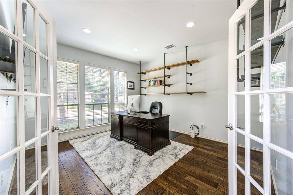 The office is another statement of the design around this home.