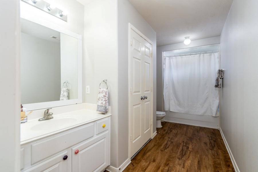 This large primary bath is adjacent to the second floor primary bedroom. The linen closet in this bath is enourmous.