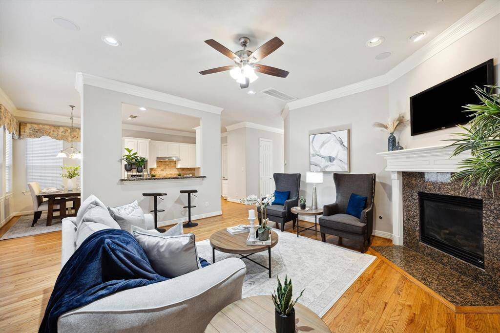 Gas fireplace.