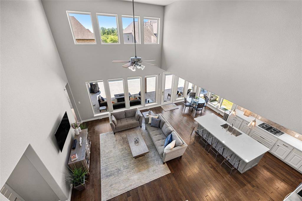 Two-story ceilings in living room