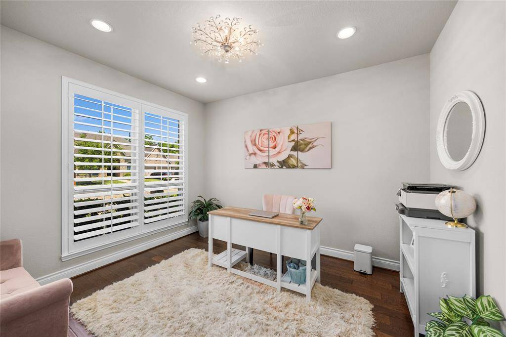 Home office with french doors for privacy