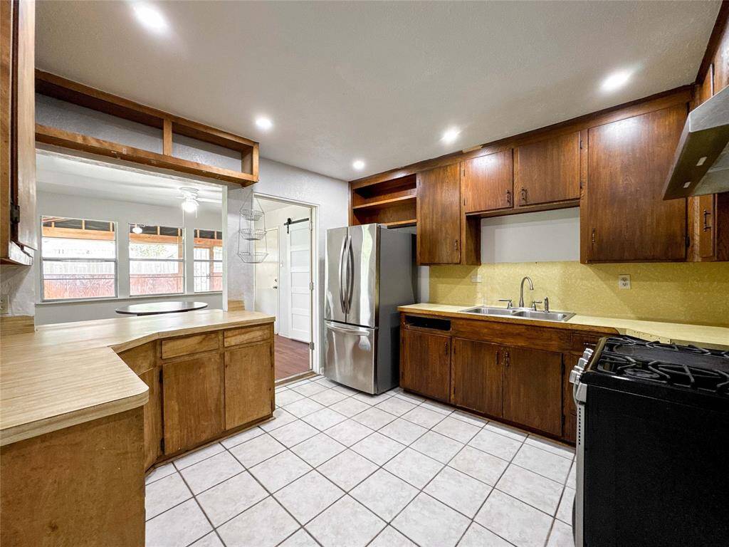Kitchen open to the dining room.