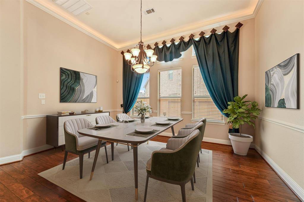 Virtually staged formal dining.
