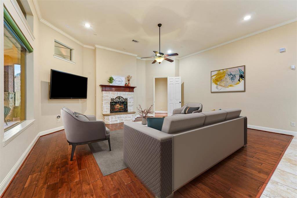 Living space virtually staged.