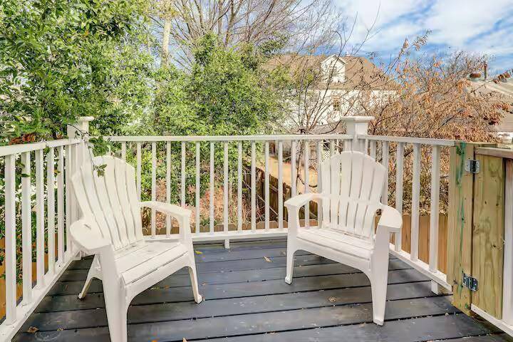 Private Patio off the Garage apartment leads down to guests own private fenced yard space. Completely hidden from main house.