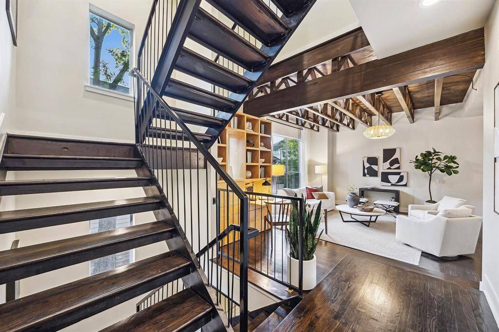 Second level landing to living, dining and kitchen.