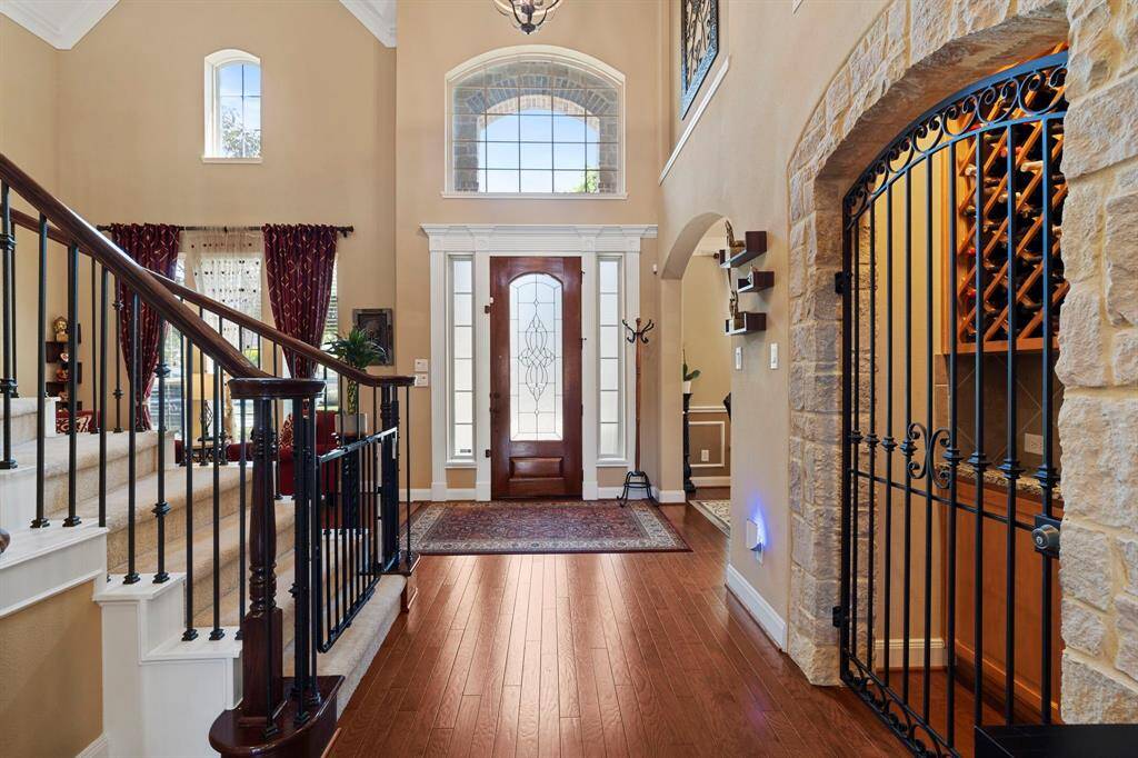 The second-story windows invite the blue skies indoors.