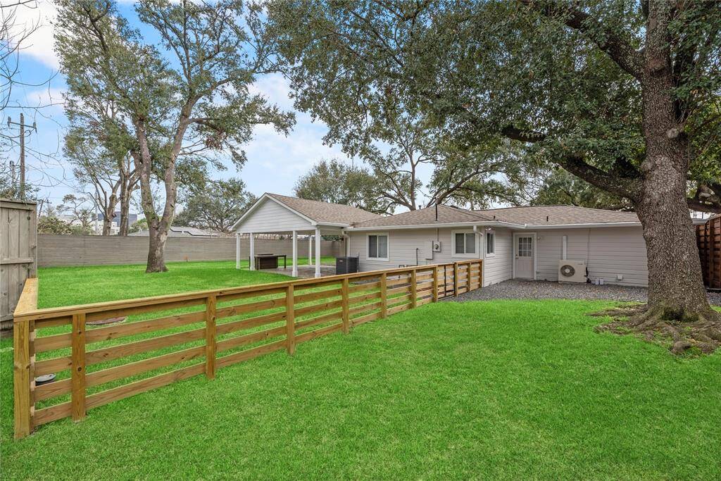 Large yard with separate area for pets.
