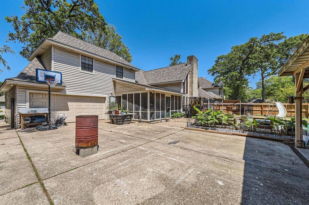Lots of space in the backyard for people and pets.