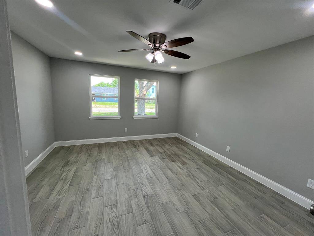 Primary bed room from bathroom