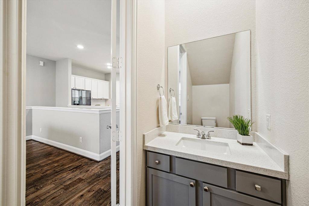 Conveniently located powder room on the second floor for guests.