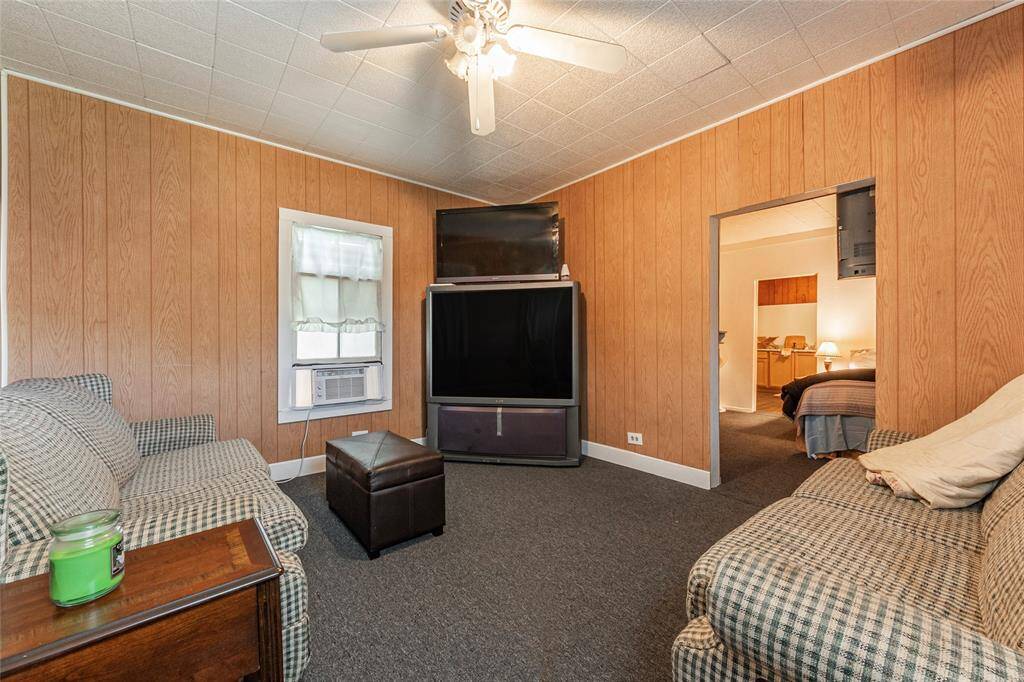The family room is 13 x 12 and has lots of wall space for furniture pieces.