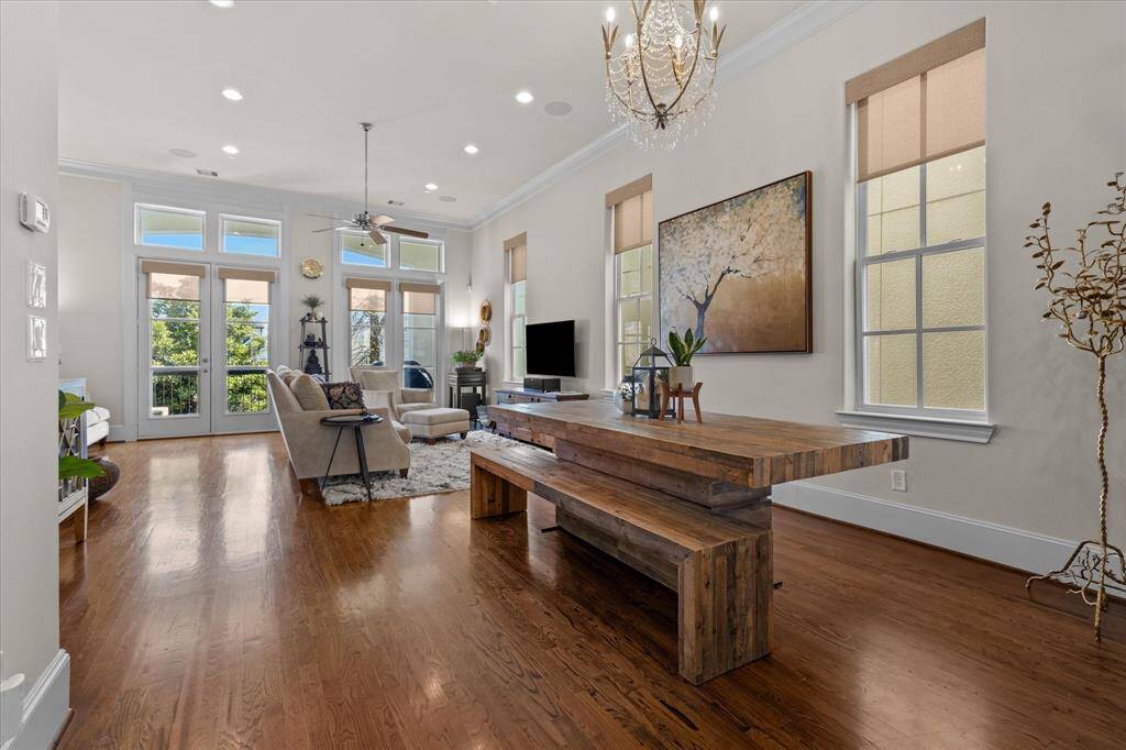 Open concept dining and living.