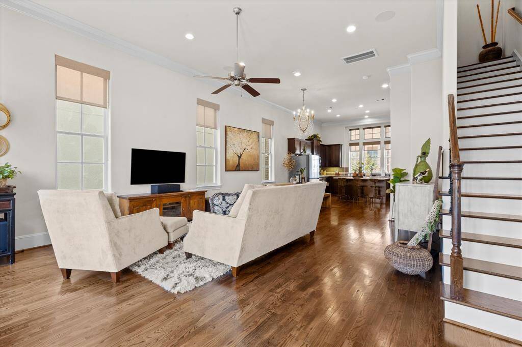 Beautiful hardwood floors flow throughout entire home.