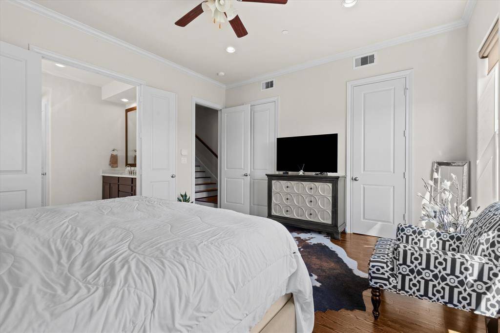 Large room easily allows a king bed, dresser and bonus seating.