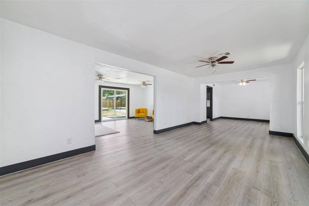 View of family and dining room as you enter the home