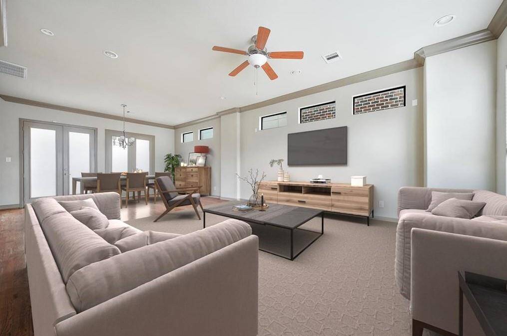 View of living room. Virtually staged.