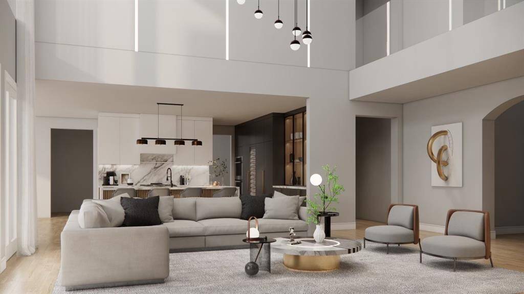Second floor pathways over looking the first-floor open flow living space for an inviting ambiance.( These are renderings of the home)