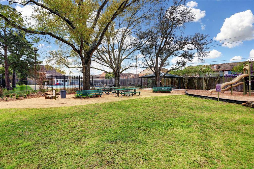 Neighbors become friends at the community park and pool.