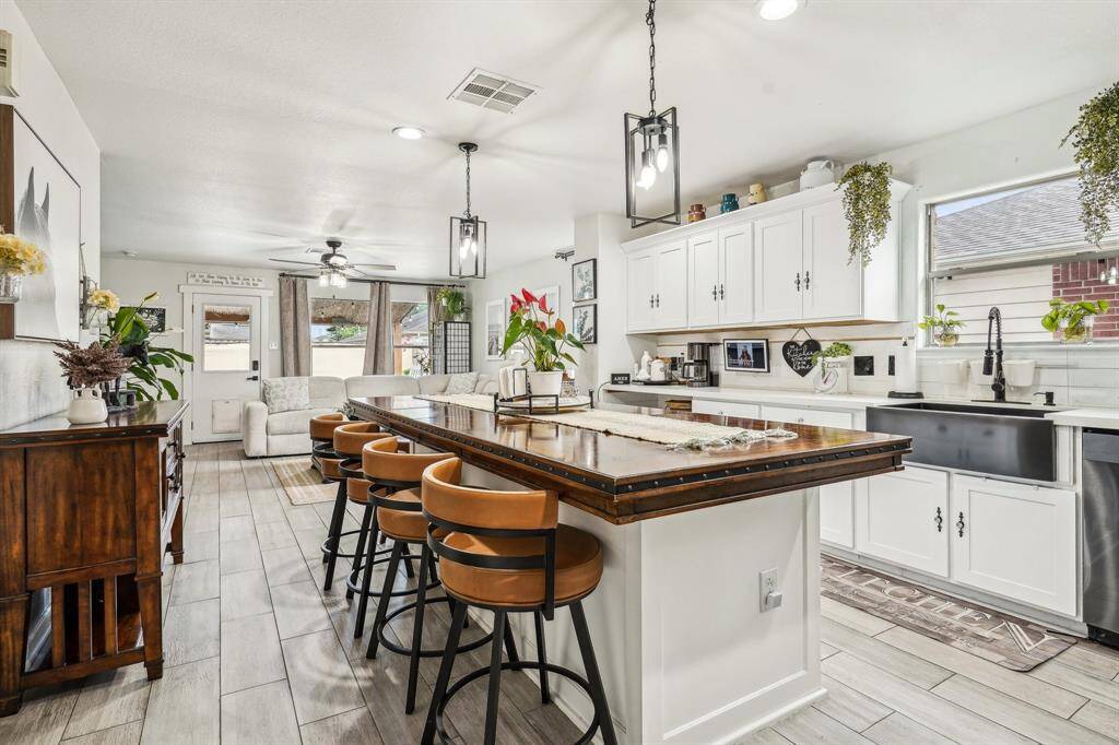 After passing the dining room, you are welcomed into the kitchen.