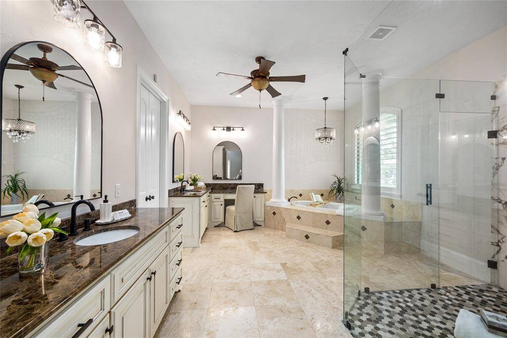 Ever desire to have your own Spa?  This primary bathroom will make you feel like you are at your own personal Spa Retreat! Brand New MASSIVE Walk in Shower, huge soaking tub, and double vanity offer lots of space to get ready!