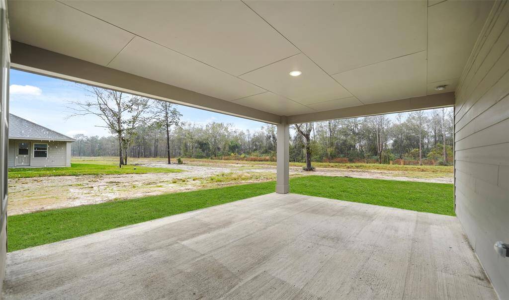 Covered patio in backyard