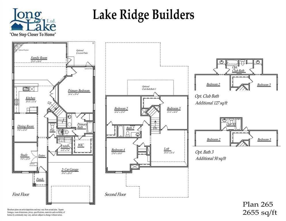 Plan 265 features 4 bedrooms, 3 full baths, 1 half bath, and over 2,600 square feet of living space.