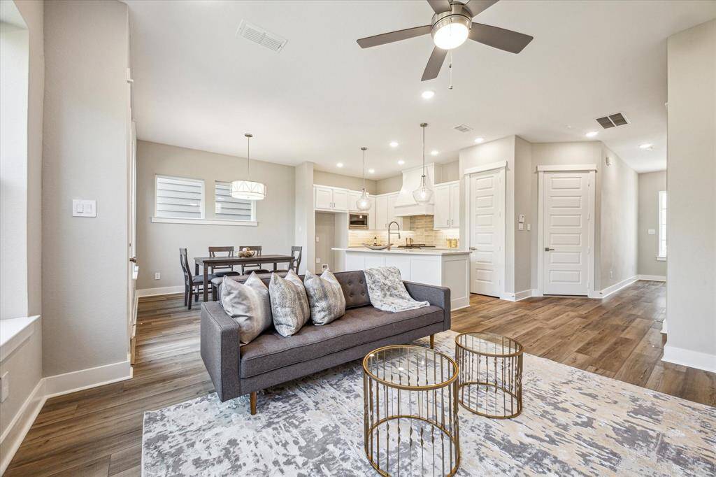 The open floor plan allows for flexible furniture arrangements