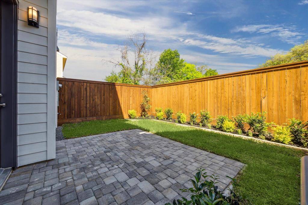 Your backyard is approximately 29 x 17 and includes upgrade gardening beds, pavered patio, crushed granite, sprinkler system and the HOA takes care of lawn maintenance.