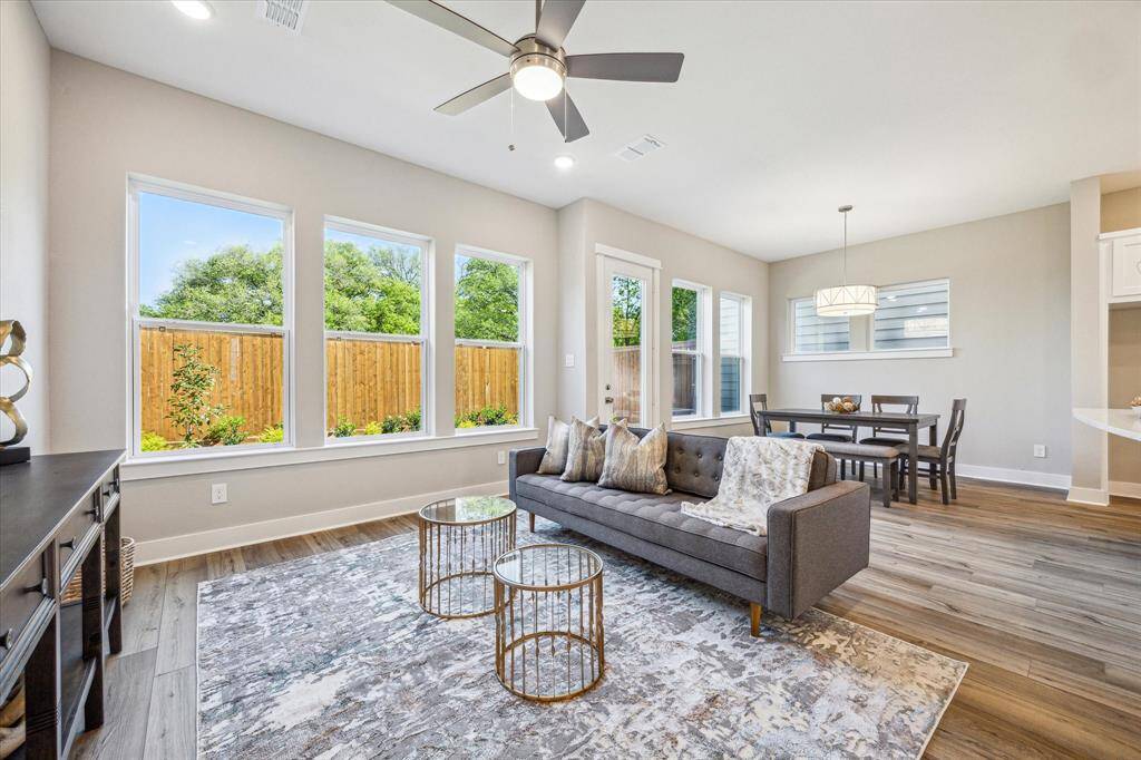 Open floor plan with serene views of your backyard