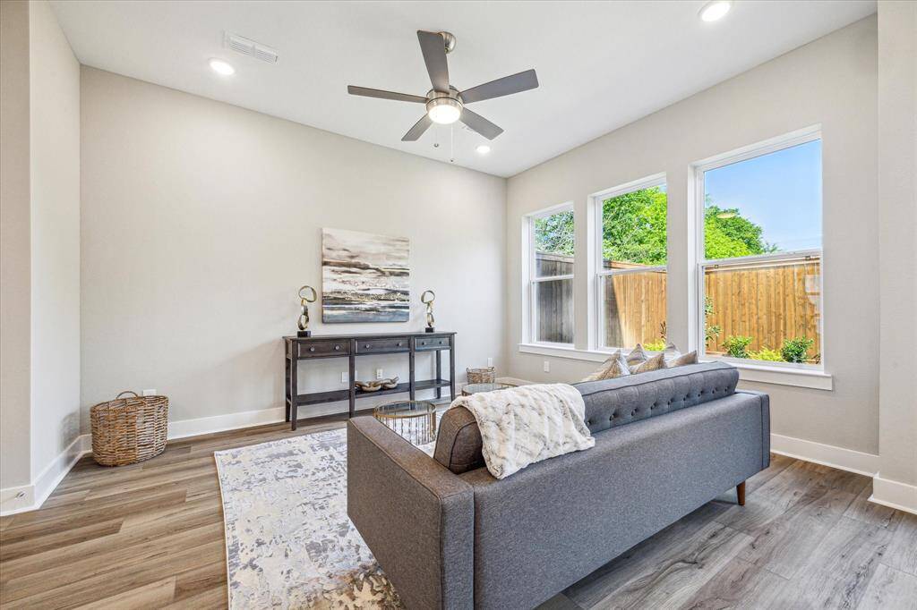 Living area is approximately 17 x 14 with high ceilings