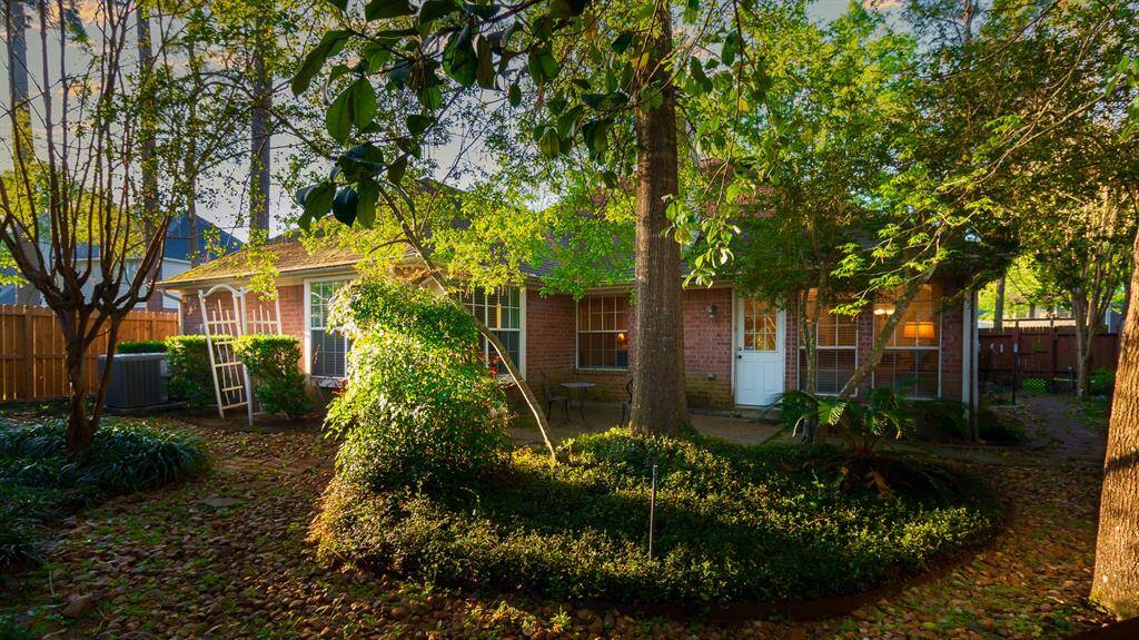 The backyard is well-manicured ad peaceful