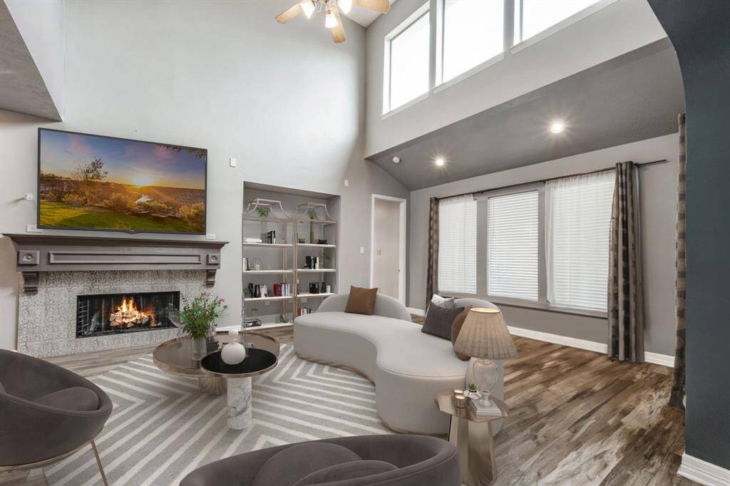 Virtually Staged Photo of the spacious living room.