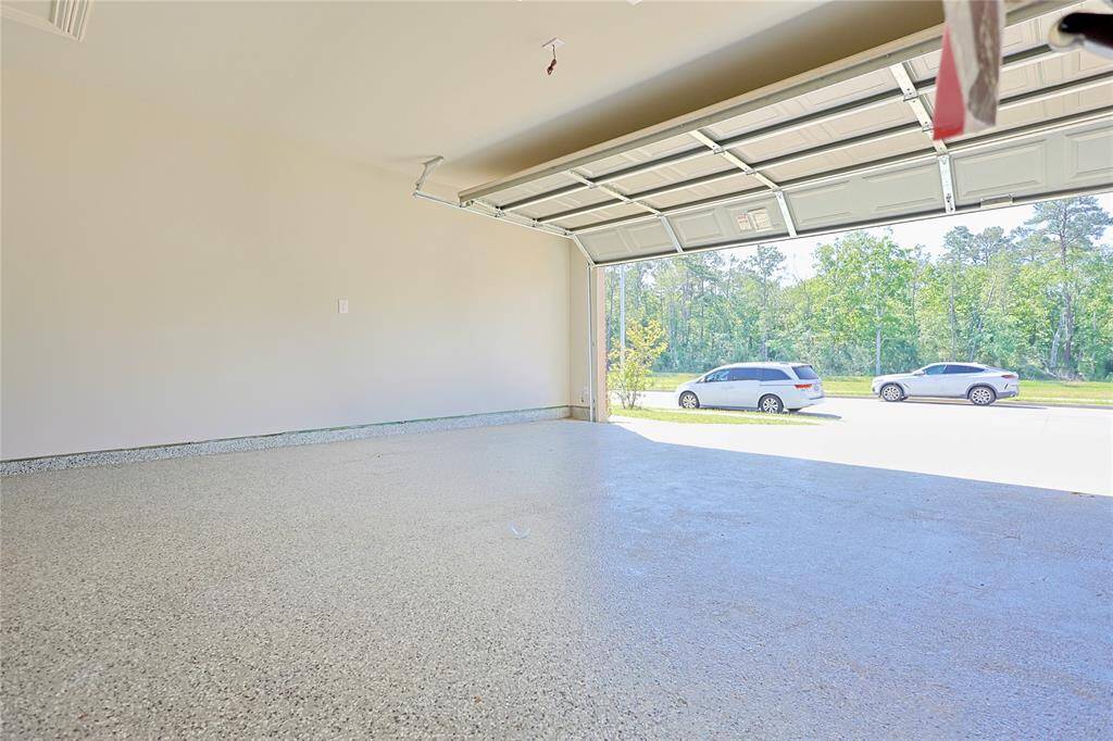 Garage with epoxy flooring