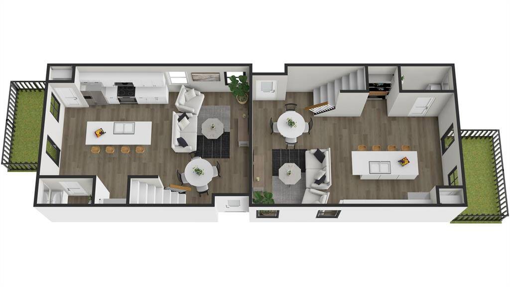 1st floor. Unit A (shown on the right), Unit B (shown on left)